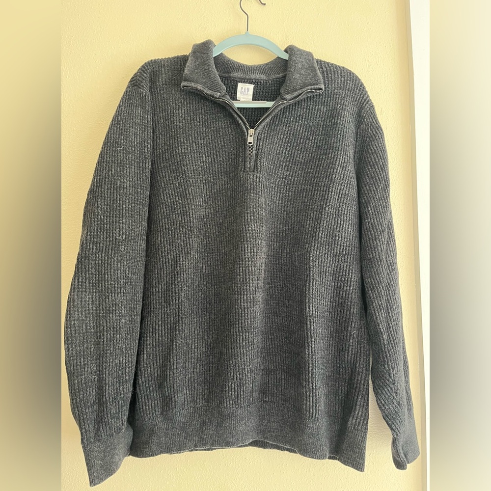 Men's XL Charcoal Black Half-Zip Sweater